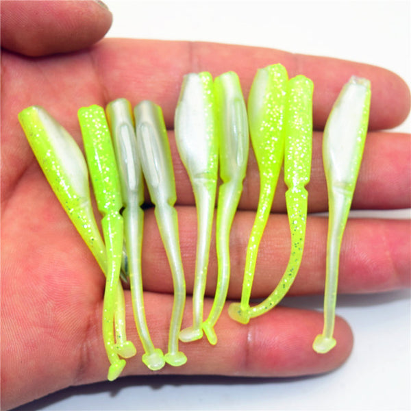 New 20 pcs/lot Soft Bait 60mm 1.2g Fishing Shad Soft Worm Swimbaits Jig Head Soft Lure Bass Fishing Bait Fishing Lures FA-253