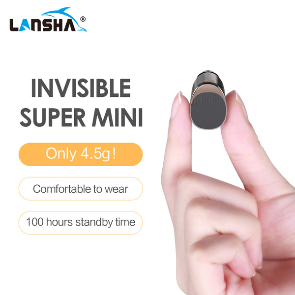 LANSHA Mini Bluetooth Earbuds Handsfree Noise Cancelling Smallest Wireless Earphone With Mic For Mobile Phone Iphone In Car