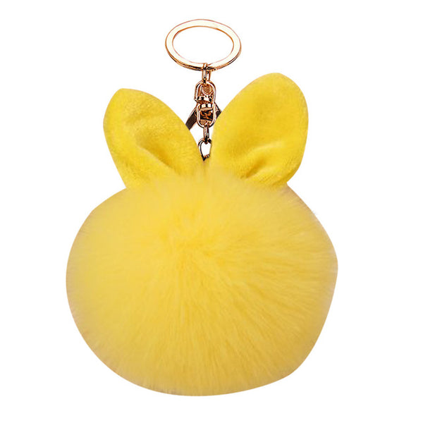 Trinket rabbit Bunny Rabbit keychain Pompon Fluffy Women Rabbit Ear Fur Ball Key Chain Rings Bag femme Pom Pom key ring