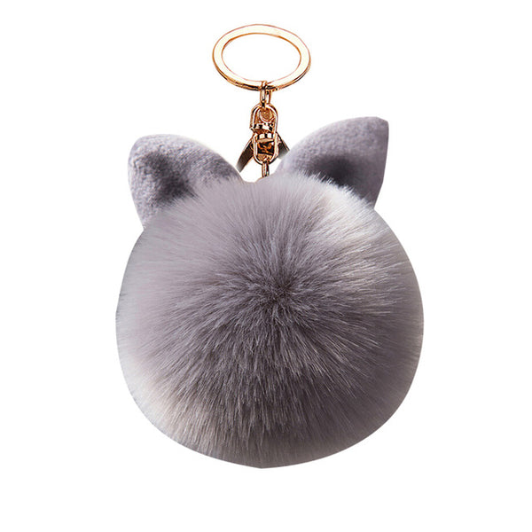 Trinket rabbit Bunny Rabbit keychain Pompon Fluffy Women Rabbit Ear Fur Ball Key Chain Rings Bag femme Pom Pom key ring