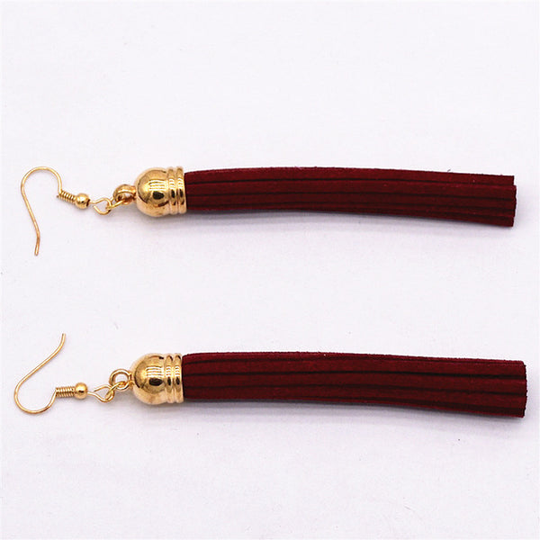 Fashion Drop Earrings Jewelry Wholesale Pure Black Velvet Ribbon Tassel Earrings Dangling Long Statement Earrings Women Jewelry