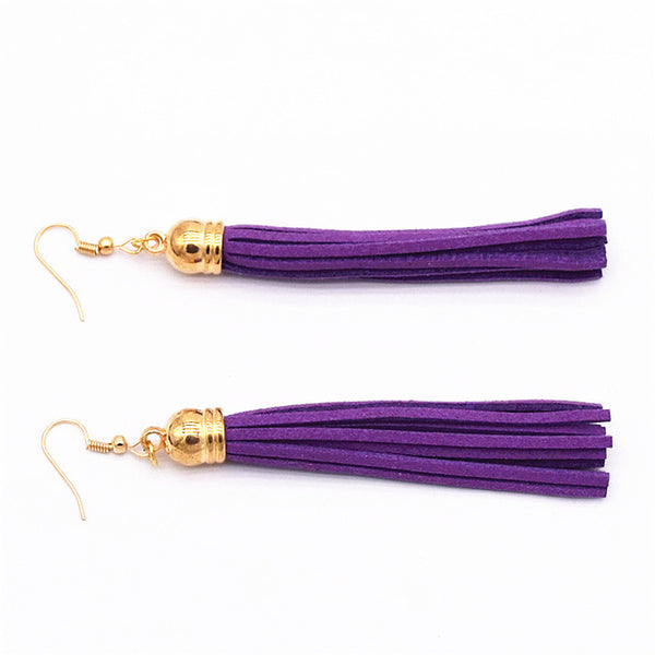 Fashion Drop Earrings Jewelry Wholesale Pure Black Velvet Ribbon Tassel Earrings Dangling Long Statement Earrings Women Jewelry