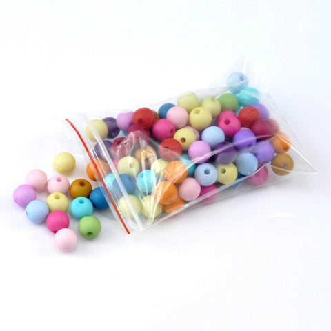 Doreen Box hot-  300PCs Mixed Round Acrylic Spacer Beads For DIY Jewelry Making 8mm(3/8") Dia.(B19525)