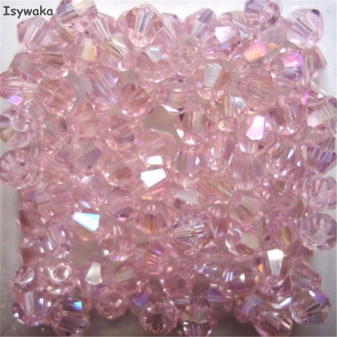 Isywaka Sale Pink Colors 200pcs 4mm Bicone Austria Crystal Beads charm Glass Beads Loose Spacer Bead for DIY Jewelry Making