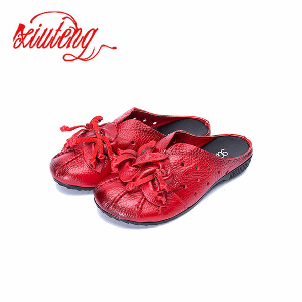 Women Sandals Summer Shoes 2017 New Female Fashion Soft Genuine Leather Hollow Out Moccasins mother shoes Flat sandals women