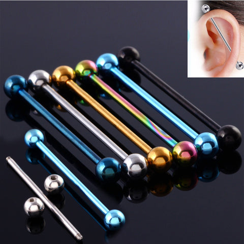 1 Pc 1.6*34+5mm Stainless Steel Industrial Piercing Ear Cartilage Stud Earring Barbell Straight Ear Piercings Barbell Jewelry