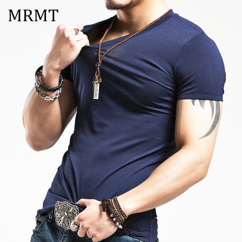 2017 MRMT Brand Clothing 10 colors elastic V neck Men T Shirt Mens Fashion Tshirt Fitness Casual Male T-shirt 5XL Free Shipping