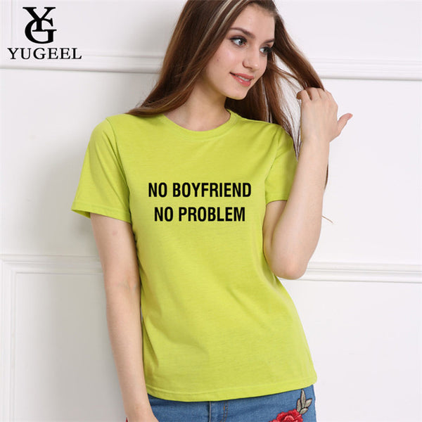 NO BOYFRIEND NO PROBLEM Letter Print Summer 2017 Punk Black T Shirt Women Tops Casual Harajuku Tee Shirt Femme Tumblr Tshirt