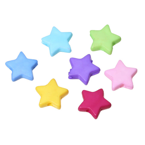 Doreen Box hot-  500PCs Mixed Star Acrylic Spacer Beads For DIY Jewelry Making 9x9mm(3/8"x 3/8")(B19424)