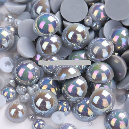 Hot Sale!Free Shipping 100Pcs/lot Size 8mm AB Colors Imitation Pearls Craft Half Round Flatback Beads DIY Decoration