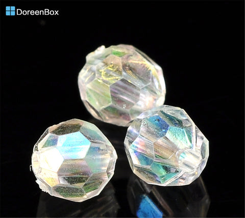 Doreen Box hot-  500PCs Clear AB Color Round Faceted Acrylic Crystal Spacer Beads For DIY Jewelry Making ,6mm(2/8") Dia(B21666)