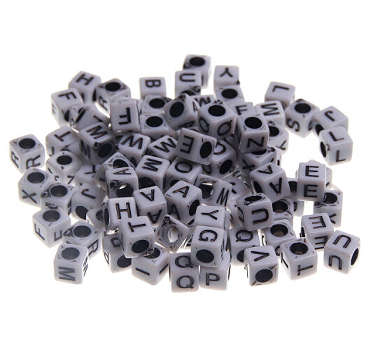 Hot 6mm 100pcs Alphabet "A-Z" Cubic Letter Beads Acrylic Spacer Beads Bead Loom Band Bracelet Jewelry Findings Making DIY