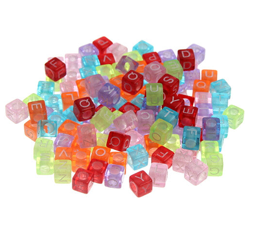 Hot 6mm 100pcs Alphabet "A-Z" Cubic Letter Beads Acrylic Spacer Beads Bead Loom Band Bracelet Jewelry Findings Making DIY