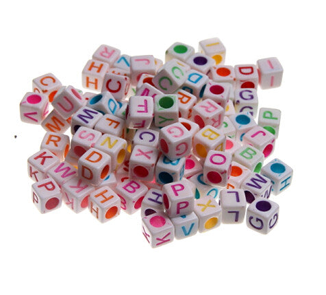 Hot 6mm 100pcs Alphabet "A-Z" Cubic Letter Beads Acrylic Spacer Beads Bead Loom Band Bracelet Jewelry Findings Making DIY