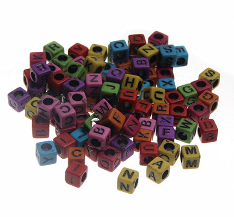 Hot 6mm 100pcs Alphabet "A-Z" Cubic Letter Beads Acrylic Spacer Beads Bead Loom Band Bracelet Jewelry Findings Making DIY