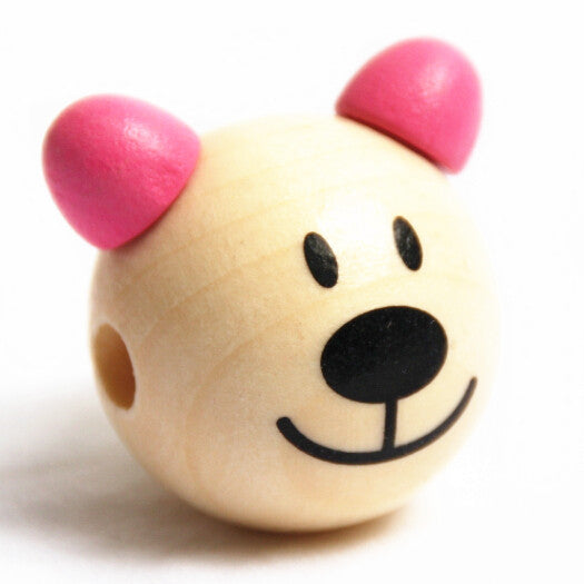 Wooden Cartoon 5Pcs 3D Bear Beads Ball Smiling Face Wood Beads DIY Pacifier Clip & Jewelry For Children Kids Beads Craft