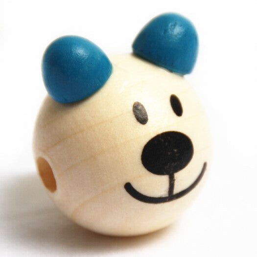 Wooden Cartoon 5Pcs 3D Bear Beads Ball Smiling Face Wood Beads DIY Pacifier Clip & Jewelry For Children Kids Beads Craft