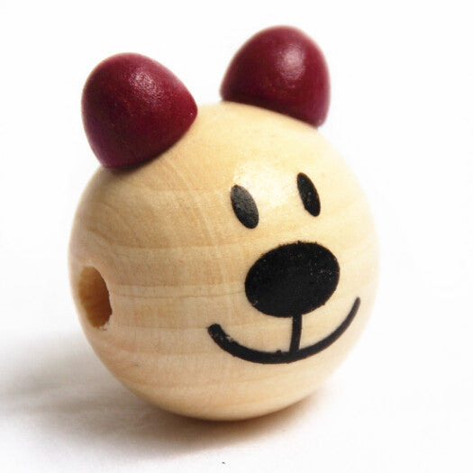 Wooden Cartoon 5Pcs 3D Bear Beads Ball Smiling Face Wood Beads DIY Pacifier Clip & Jewelry For Children Kids Beads Craft