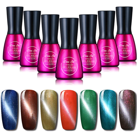 Beau Gel UV Nails Cats Eye Gel Polish Long Lasting UV Semi Permanent Polish Magnet Cat Eye Gel Polish 7ML/Pcs