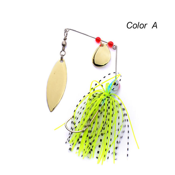 Metal Lure Wobblers Sinking Fishing Lure Spinnerbait Black Large Mouth Bass Fish Colorado Willow Blades Flash Chartreuse ZB9042