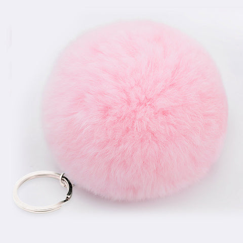 Lovely Artificial Fluffy Rabbit Ear Fur Ball Key Chain Rings Pendant Cute Pompom Rabbit Fur Keychain Women Car Bag Key Ring
