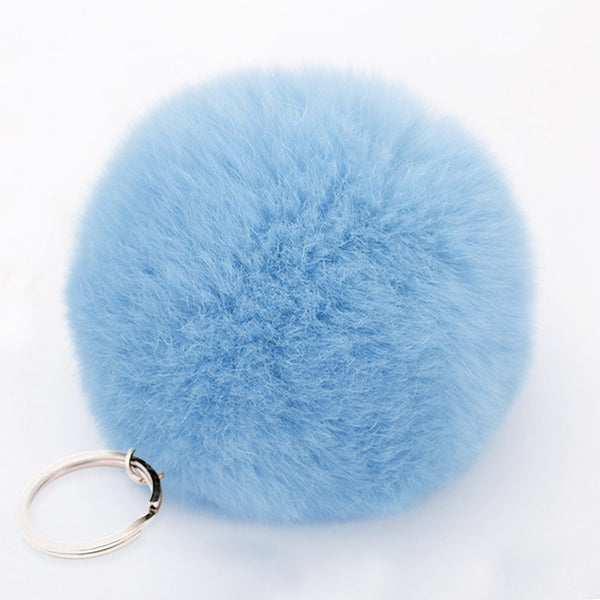 Lovely Artificial Fluffy Rabbit Ear Fur Ball Key Chain Rings Pendant Cute Pompom Rabbit Fur Keychain Women Car Bag Key Ring