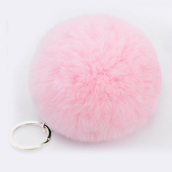 Lovely Artificial Fluffy Rabbit Ear Fur Ball Key Chain Rings Pendant Cute Pompom Rabbit Fur Keychain Women Car Bag Key Ring