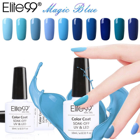 Elite99 UV Base Top Coat Gorgeous Blue Colored Gel Polish 1 Pc 10ml Long Lasting Gel UV Lamp Nail Polish Varnish 12 Colors