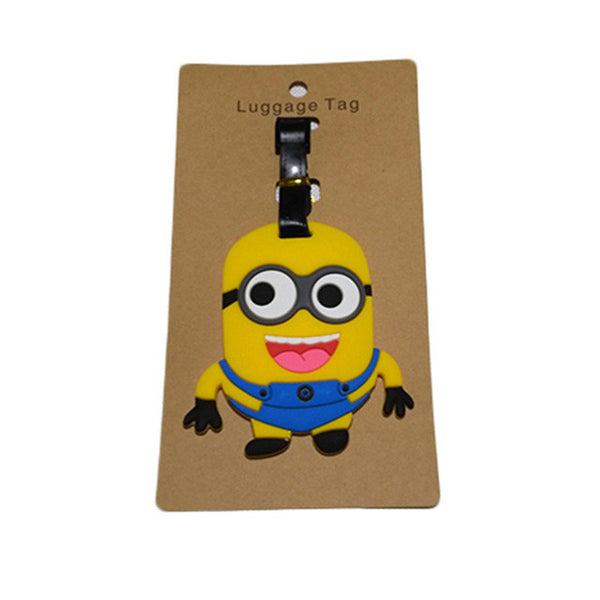 Travel Accessories Luggage Tag Suitcase Cartoon Style Cute Minions Silicone Tags Portable Travel Label Bag Tag Obag Accessories