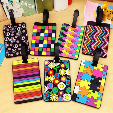 Fashion Travel accessories Luggage Tag Geometric Floral Silica Gel  Name ID Address Suitcase Baggage Boarding Tag Portable Label