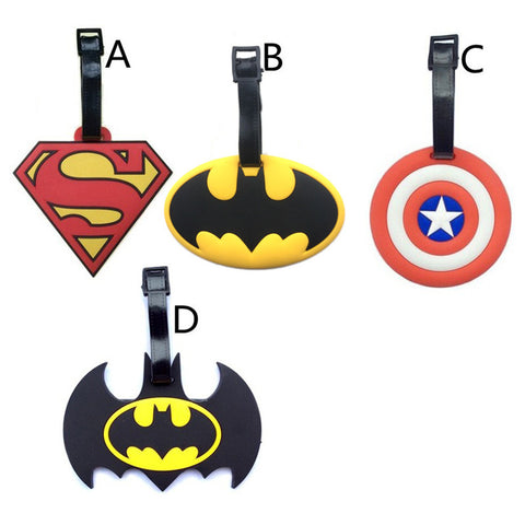 2017 New Batman Superman Captain America Luggage Tags Silicone Girls Suitcase/Handbag Label PVC Marvel Heroes Travel Accessories