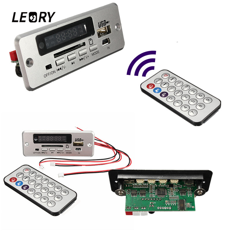 LEORY Wireless MP3 Player Integrated WMA Decoder Board Audio Module USB TF Radio For Car Red Digital LED With Remote controller