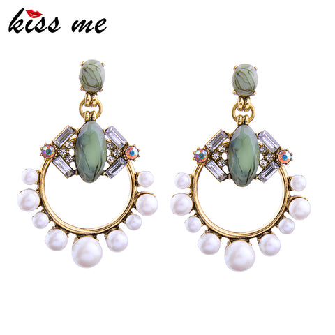 KISS ME New Statement Earrings 2017 Christmas Hot Sale Geometric Simulated Pearls Jewelry Big Earrings