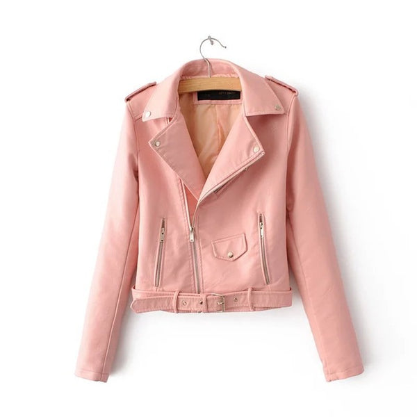 2017 Lika S-XL New Spring Fashion Bright Colors Good Quality Ladies Basic Street Women Short PU Leather Jacket FREE Accessories