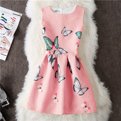 New A-Line dress for Women teenagers butterfly print sleeveless Ladies princess party dress 12 - 20 years 2017 Women's dress