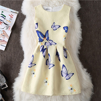 New A-Line dress for Women teenagers butterfly print sleeveless Ladies princess party dress 12 - 20 years 2017 Women's dress