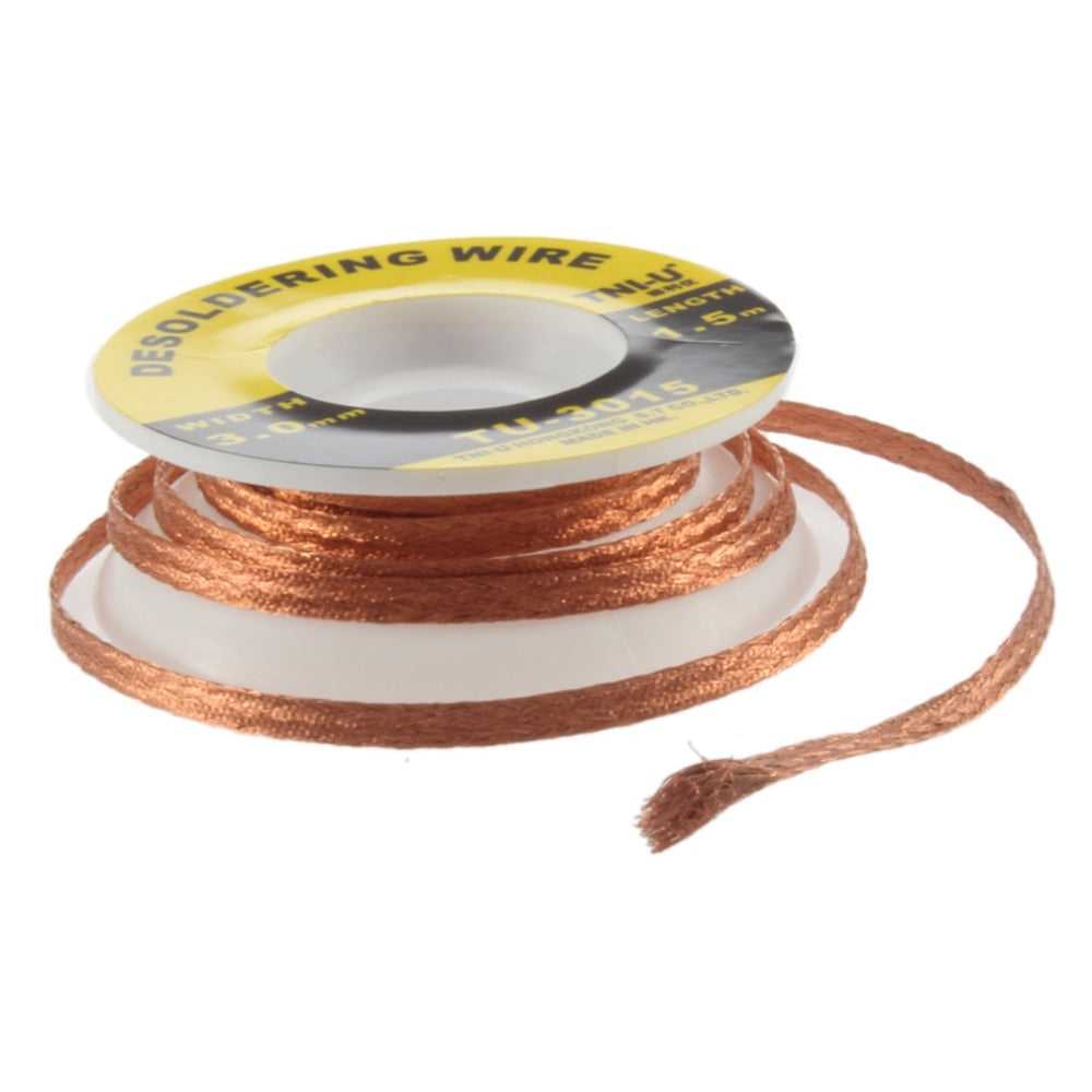 Security 5 ft. 3 mm BGA Desoldering Wire Braid Solder Remover Wick Soldering Accessory Metal Color Tin TU-3015