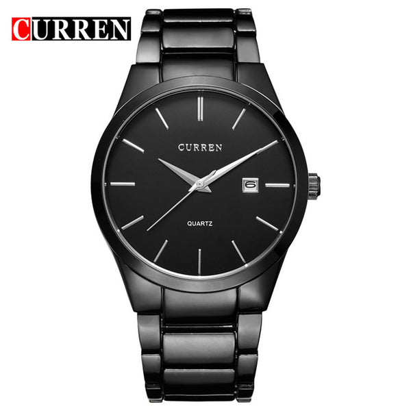 New Top Luxury Brand Quartz Watch Men's Fashion Dress Tag Black full steel Business Colck Male Simple Casual Wristwatch gift