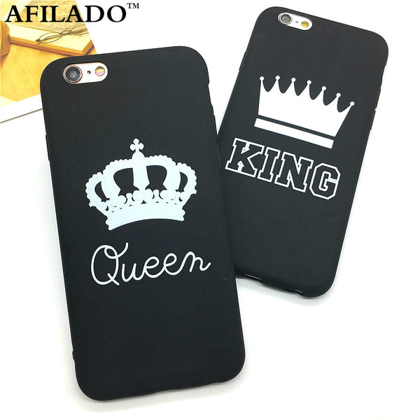 Fashion Brand King Queen Soft TPU Ultra Thin Back Covers for IPhone 6 6s Phone Cases Silicone Luxury Crown Slim Shell Coque