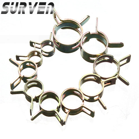 10Pcs 6-15mm Oil Water Pipe Air Tube Clamp Fuel Line Vacuum Hose Spring Type Clip Fastener  Steel Zinc Plated