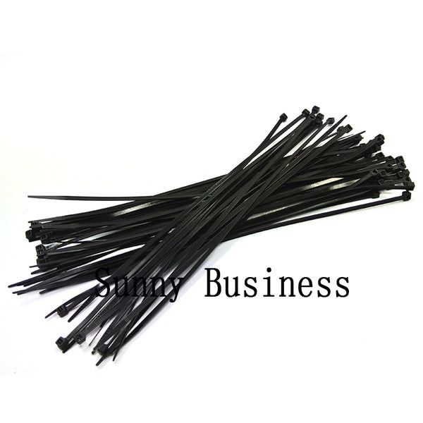 100Pcs 8" Black white Self-Locking Plastic Cable Zip Ties Cable Loop Ties