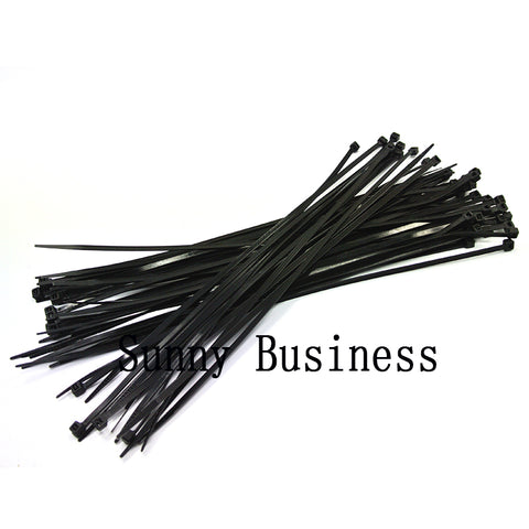 100Pcs 8" Black white Self-Locking Plastic Cable Zip Ties Cable Loop Ties