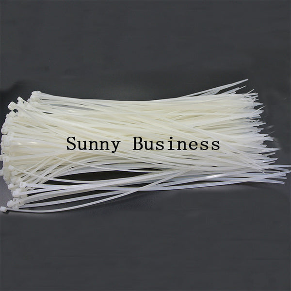 100Pcs 8" Black white Self-Locking Plastic Cable Zip Ties Cable Loop Ties