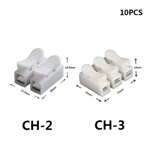 CH-2 CH-3 Spring Wire Quick Connector 10pcs/lot 2p 3p G7 Electrical Crimp Terminals Block Splice Cable Clamp Easy Fit Led Strip