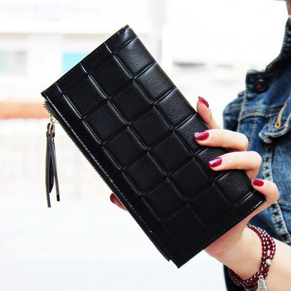 New Fashion Stereoscopic Square Women Wallets Embossed Wallet Female Clutch Double Zipper Purses Carteira Feminia Gift