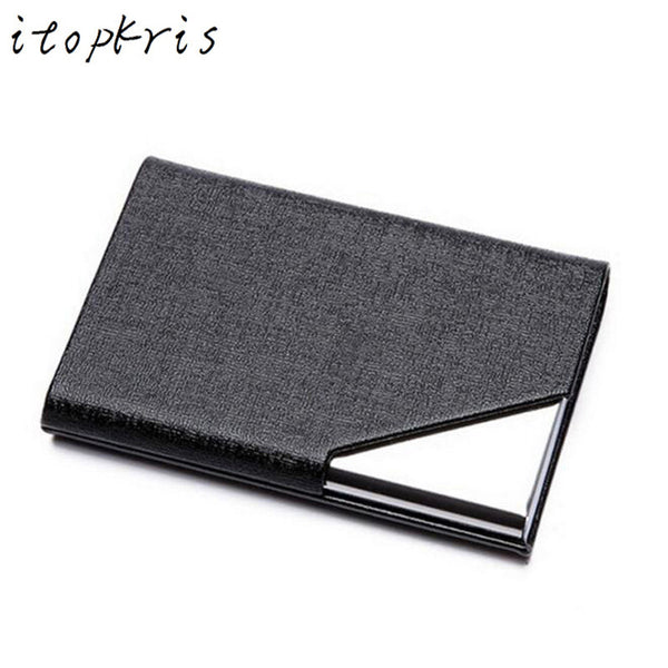 Itopkris Business ID Credit Card Holder For Women Men Fashion Brand Metal Aluminum Card Case PU Leather Rfid Wallet Porte Carte