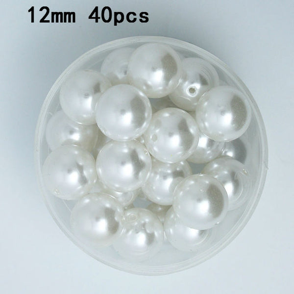 Wholesale Pick Size 4.6.8.10.12.14.16.18.20mm ABS Color White Imitation Pearls Beads Round Loose Beads Fit DIY Bracelet Making