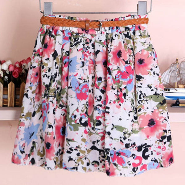 2017 SUMMER STYLE WOMEN SKIRT SAIA CASUAL CUTE ABOVE KNEE MINI SHORT SAIAS CHIFFON SKIRTS GIRLS INTERLINING BLUE BLACK (NO BELT)