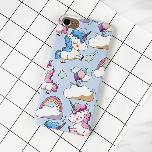 Cute Rainbow Horse Case For iPhone 7 Case For iphone 5 5S SE 6 6S 7 Plus Matte Hard PC Back Cover Phone Cases Horse Capa