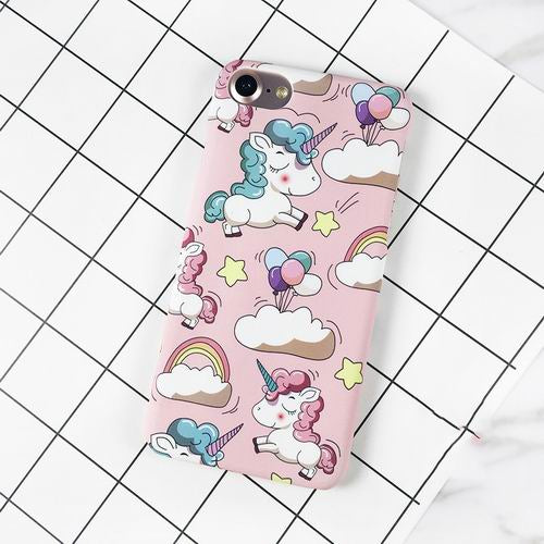 Cute Rainbow Horse Case For iPhone 7 Case For iphone 5 5S SE 6 6S 7 Plus Matte Hard PC Back Cover Phone Cases Horse Capa